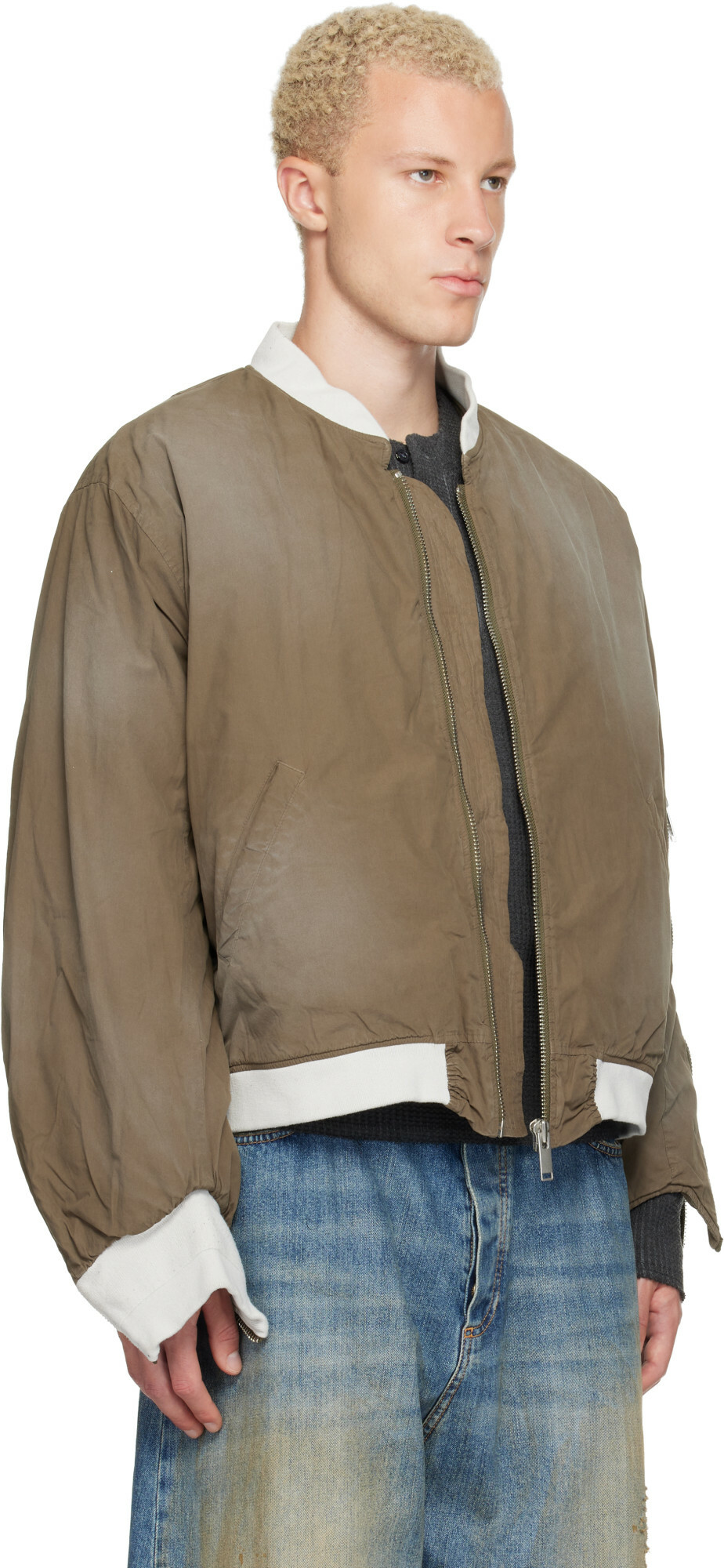 424 Khaki Military Bomber Jacket