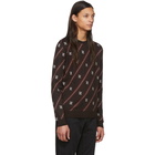 Fendi Brown Wool Stripe Karligraphy Sweater