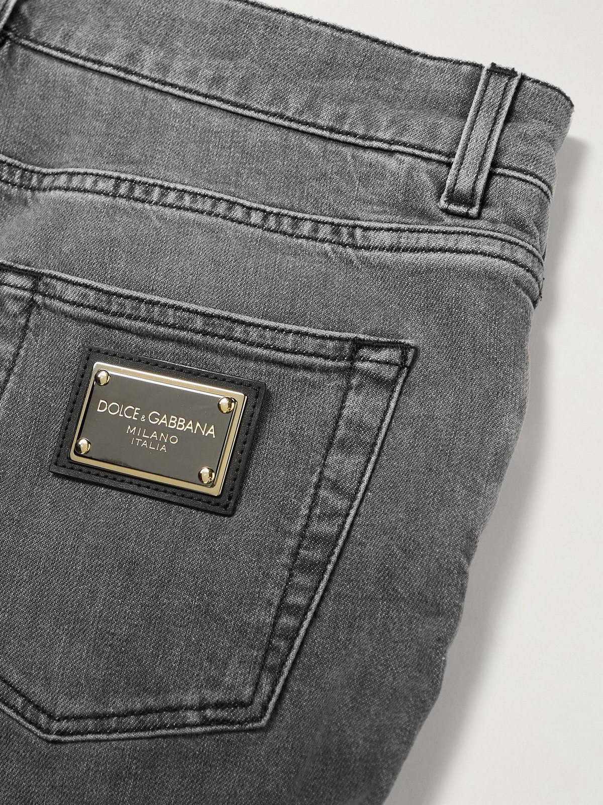 DOLCE & GABBANA - Logo-Appliquéd Jeans - Gray Dolce & Gabbana
