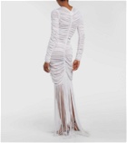 Khaite Guisa fringed shirred silk-blend gown
