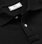 AMI - Logo-Appliquéd Cotton-Pique Polo Shirt - Black