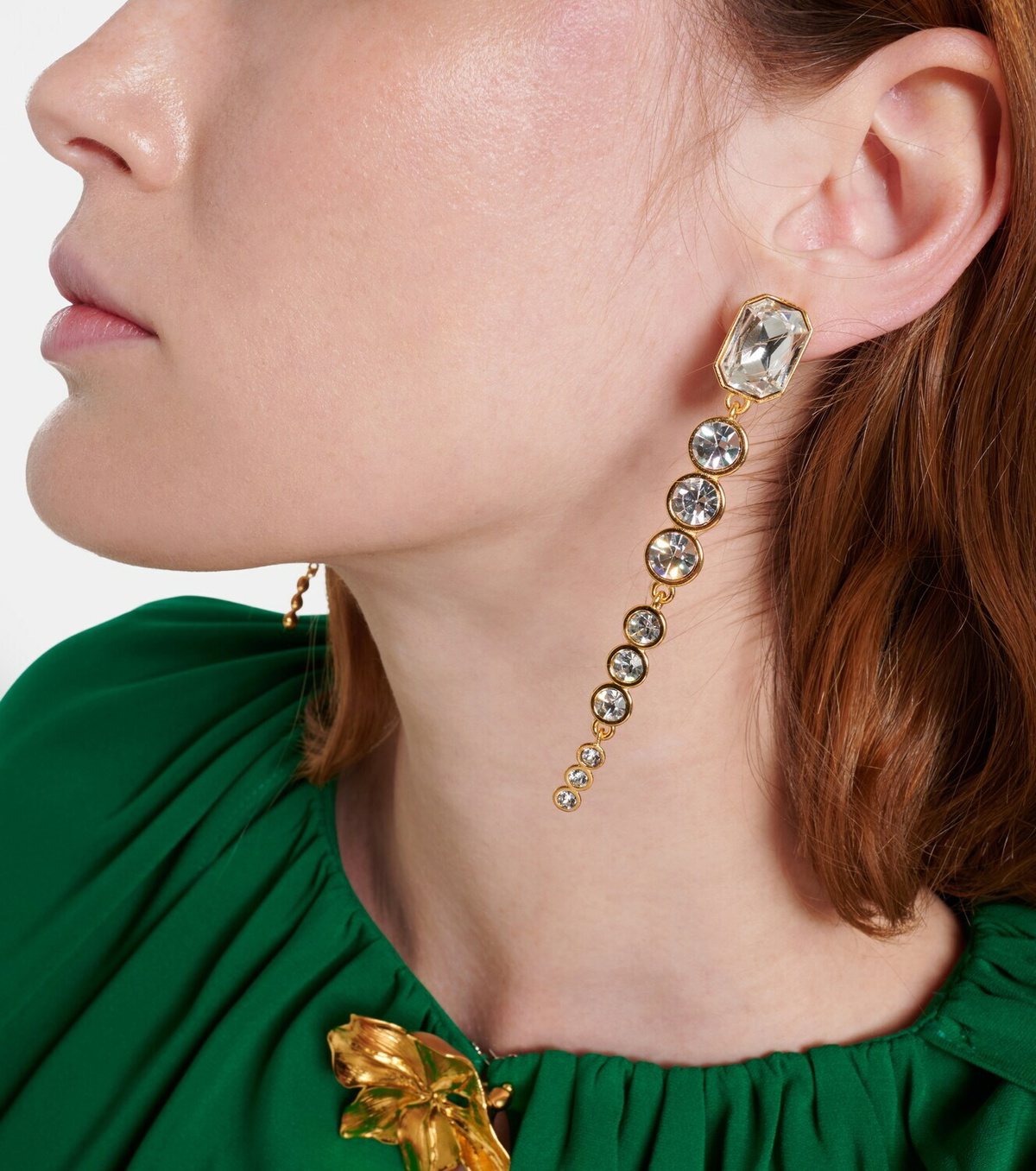 Oscar de la Renta Crystal-embellished clip-on earrings