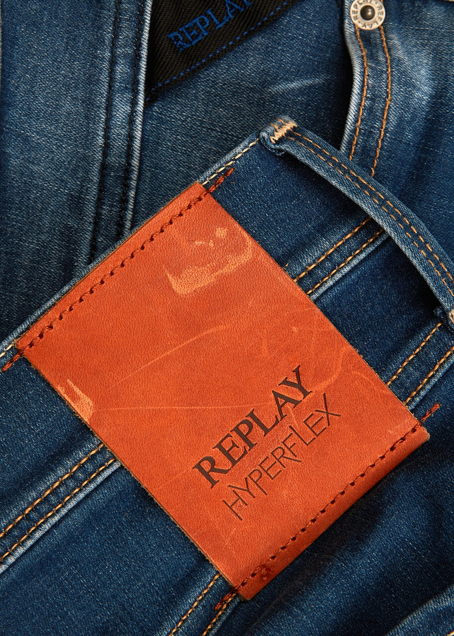 Replay Anbass Hyperflex Re-Used Blue Slim-leg Jeans Mid Blu