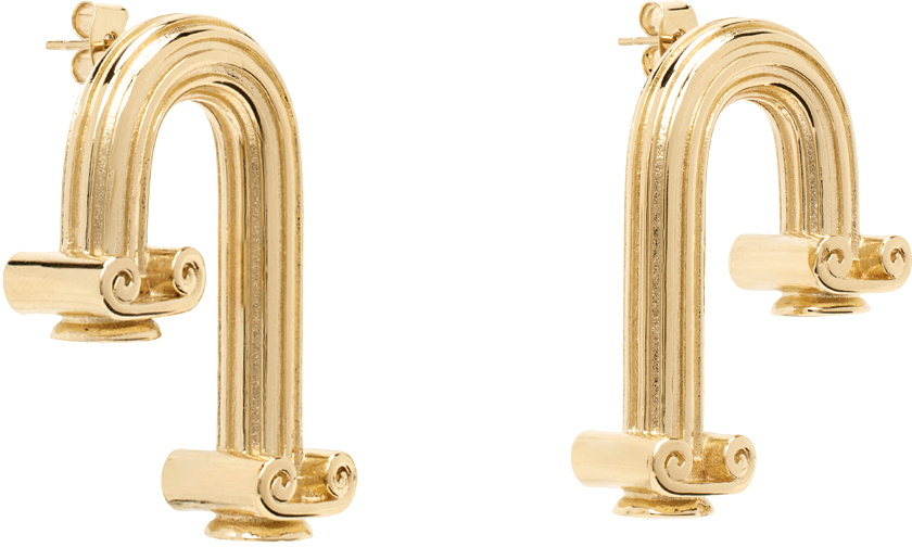 Casablanca Gold Arch Column Earrings