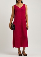 Eileen Fisher Plissé Midi Dress Dark Pink