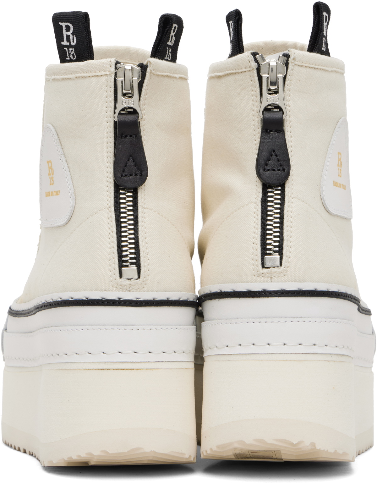 R13 Off-White Courtney Platform High Top Sneakers