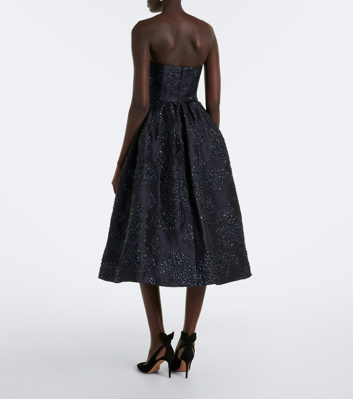 Carolina Herrera Floral jacquard bustier cocktail dress