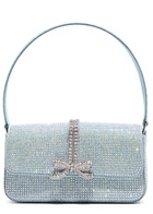 Self-portrait Bow Crystal-embellished Denim top Handle bag - Blue - One Size