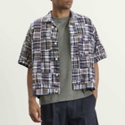 Beams Plus Men's Patchwork Madras Cabana Shirt in Navy
