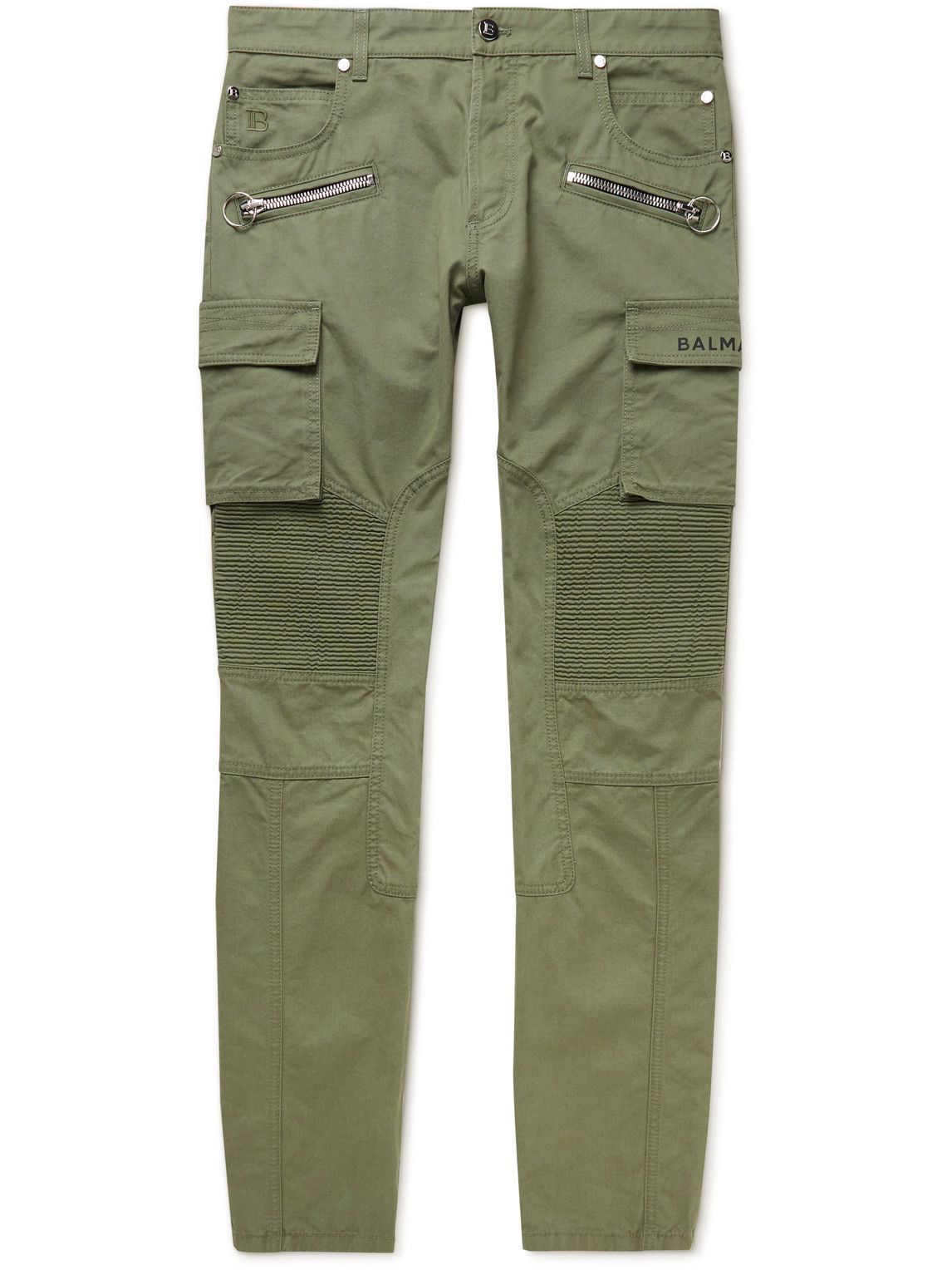 Olive green best sale balmain jeans