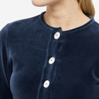 Peachy Den Women's Celeste Velour Cardigan in Navy