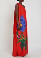 Borgo DE Nor Lani Floral-print One-shoulder Crepe Maxi Dress Red