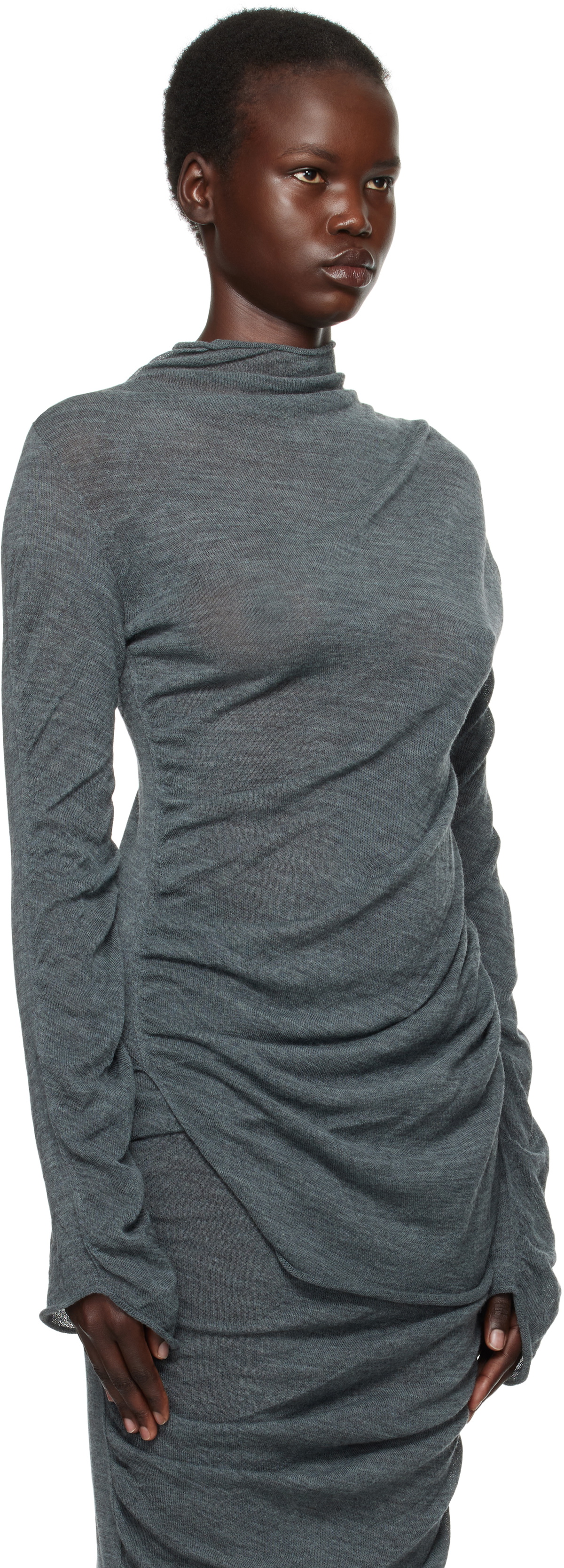 ISSEY MIYAKE Gray Ambiguous Wool Sweater Issey Miyake Men