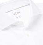 Brunello Cucinelli - Slim-Fit Cutaway-Collar Cotton Shirt - White