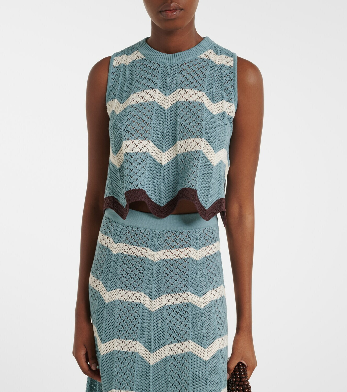 La DoubleJ Chevron crochet cotton crop top
