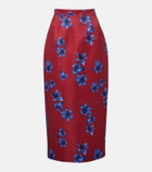 Emilia Wickstead Lorelei floral duchess satin pencil skirt