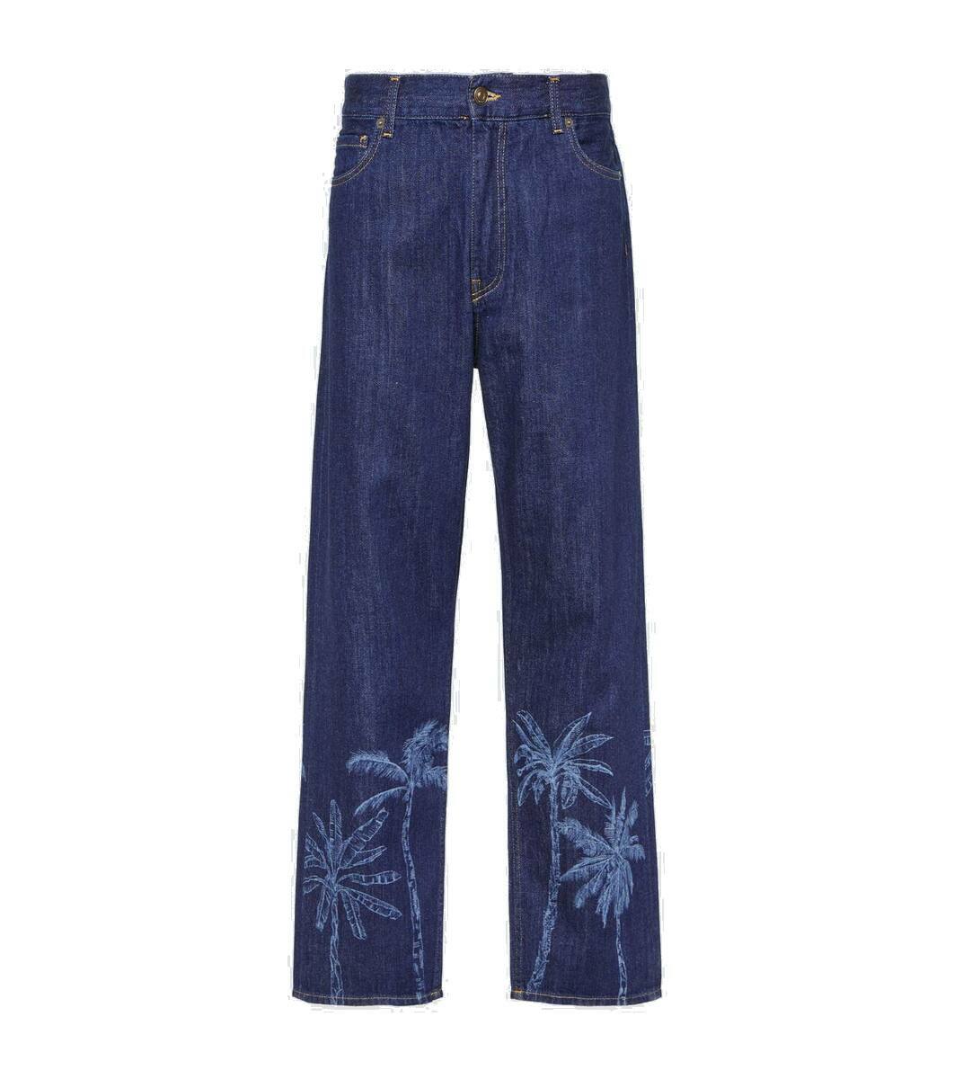 Patchwork wide-leg jeans in blue - Alanui