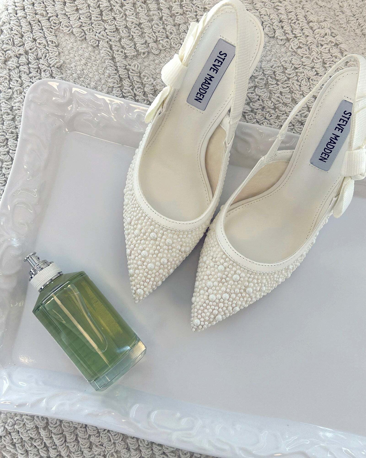 Steve Madden Bri-P Heels in White Fabric