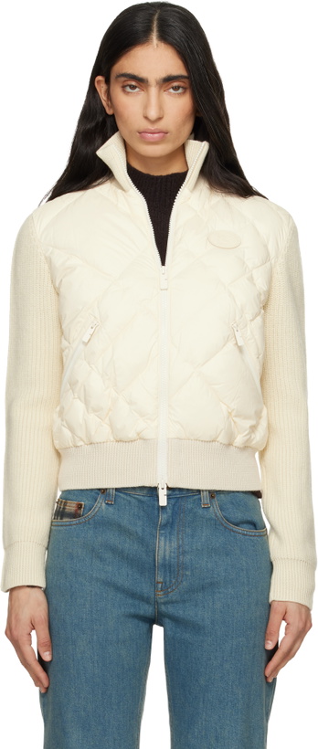 Photo: Burberry Off-White Check-Stitch Nylon & Wool Jacket