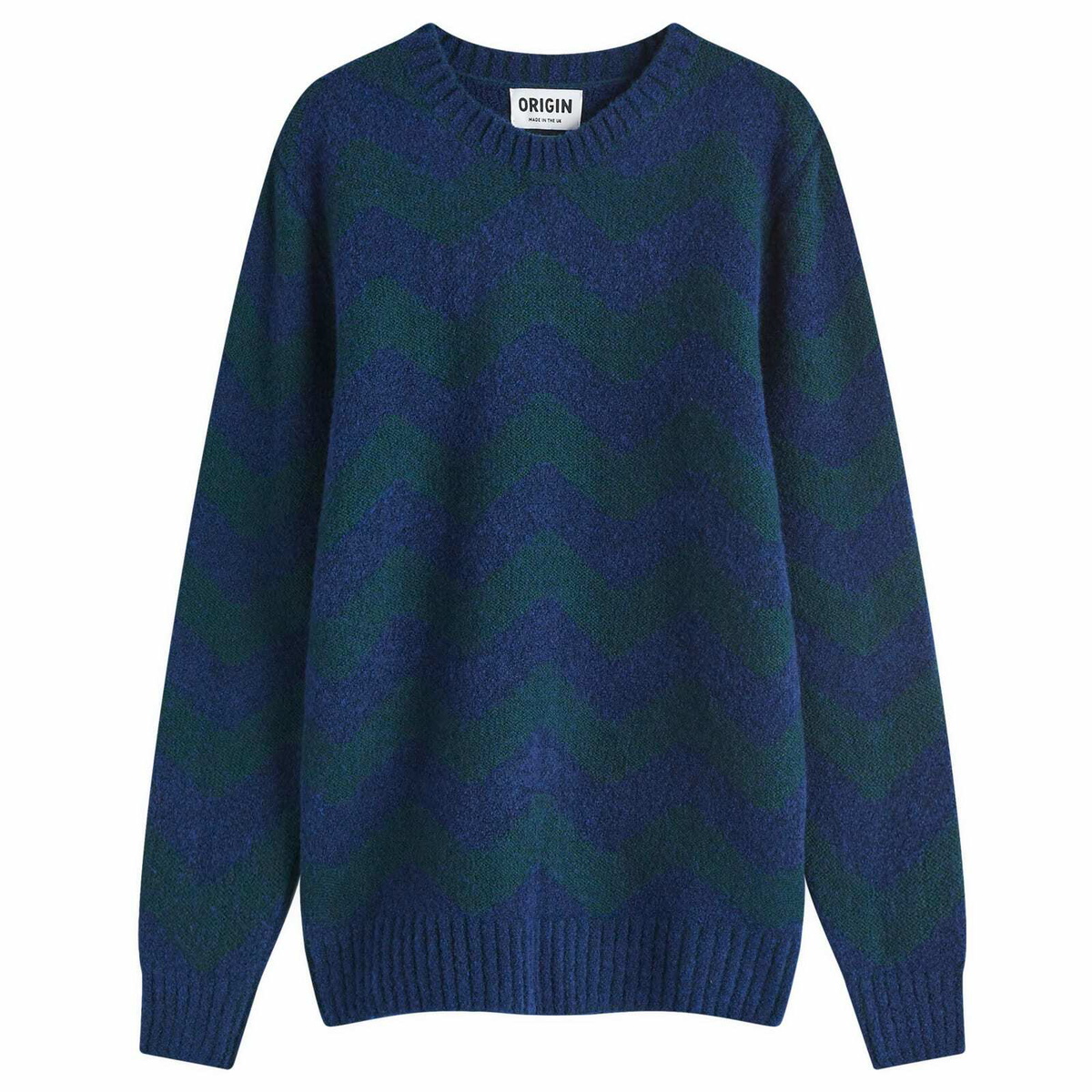 Country Of Origin Men's Thames Stripe Knit Jumper in Navy Tartan