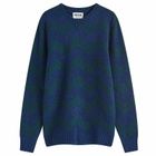 Country Of Origin Men's Thames Stripe Knit Jumper in Navy Tartan