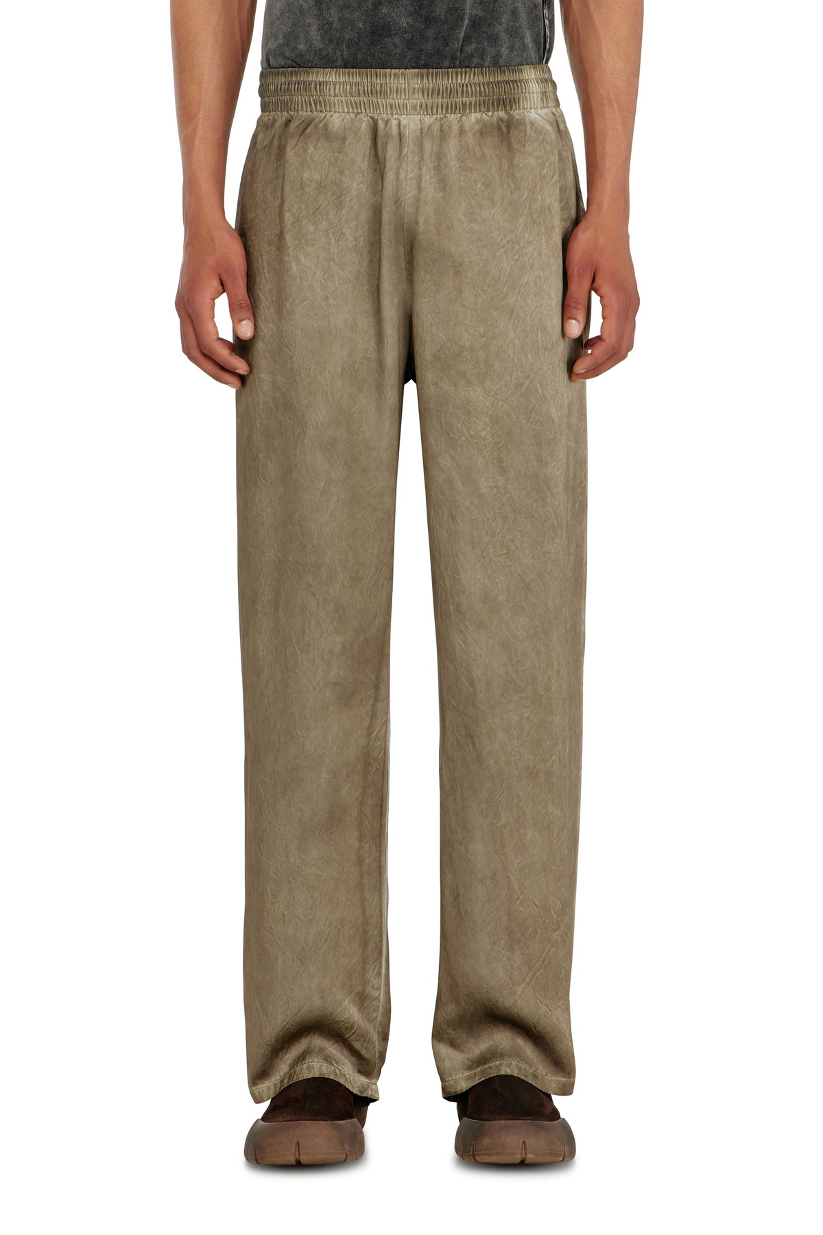 Diesel Pants in wrinkled satin - Pants Mens in Brown
