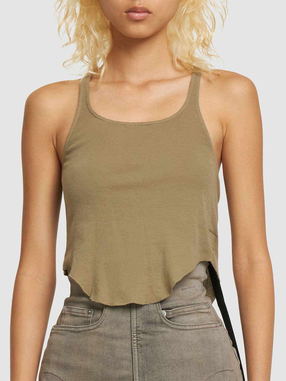 Cropped Cotton Jersey Tank Top