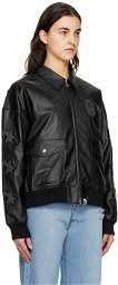 BAPE Black Patched Flight Faux-Leather Jacket