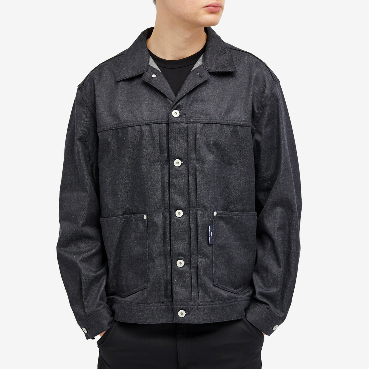Comme des Garçons Homme Men's Cotton Poly Denim Trucker Jacket in Navy/White