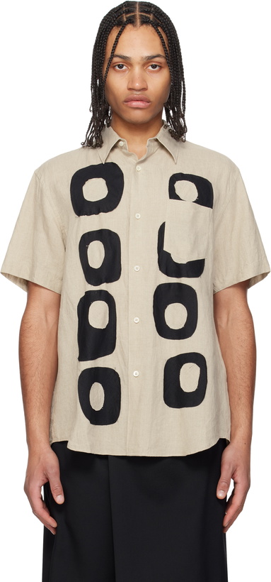 Photo: FUMITO GANRYU Beige Pattern Patchwork Linen Shirt
