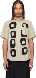 FUMITO GANRYU Beige Pattern Patchwork Linen Shirt