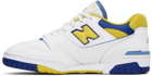 New Balance White & Yellow 550 Sneakers
