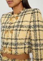 Balmain Checked Tweed Cropped Jacket Multicoloured