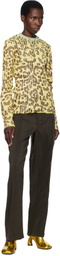 Stanley Raffington Yellow & Green Leopard Print Plated Knit Crewneck Sweater