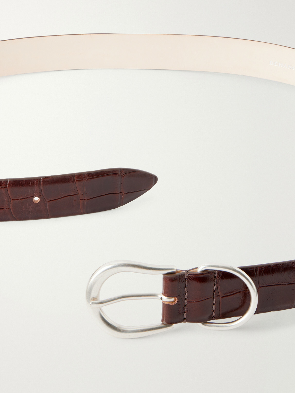 Déhanche - Hollyhock 3cm Croc-Effect Leather Belt - Brown