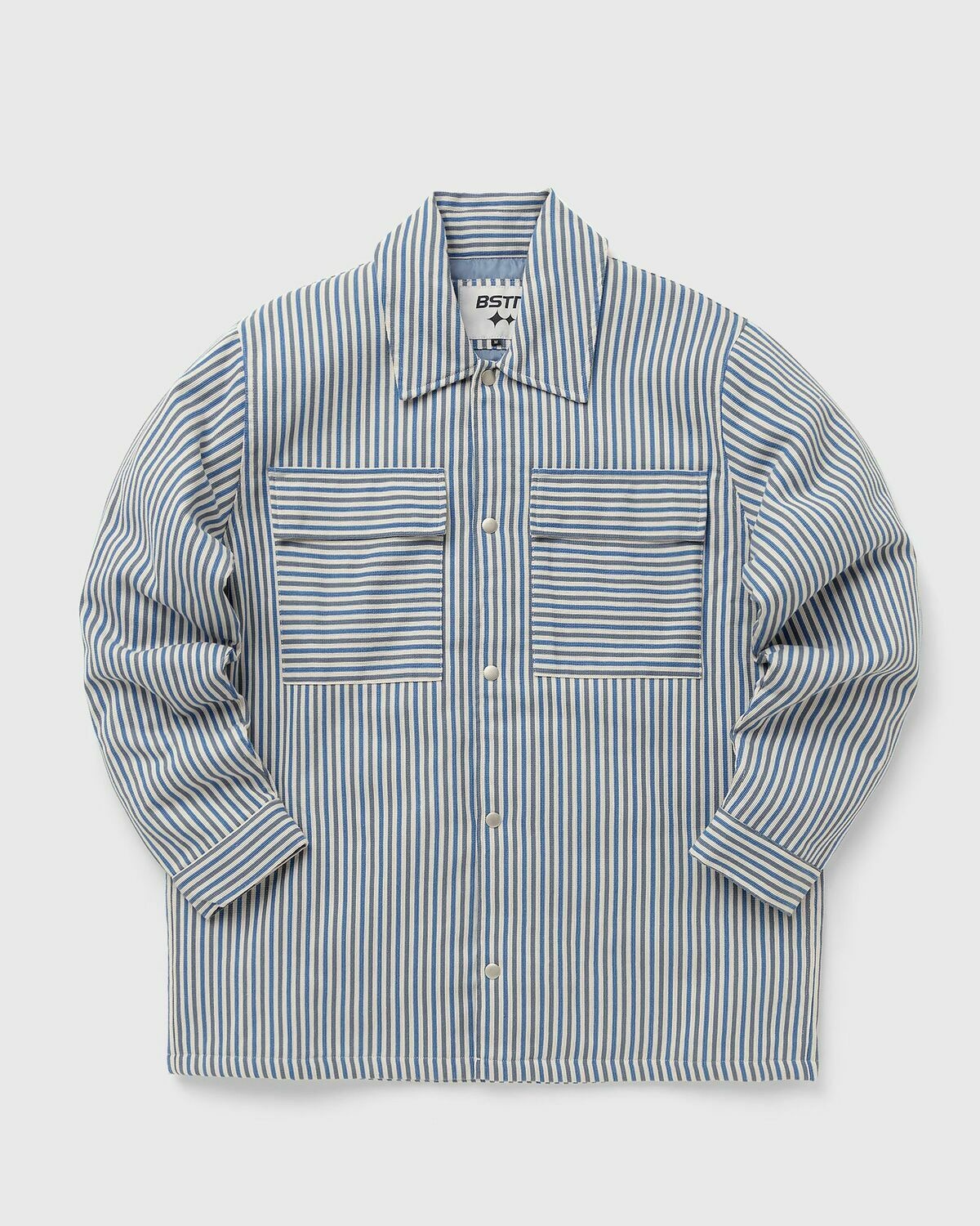 Bstn Brand Padded Striped Overshirt Blue - Mens - Overshirts
