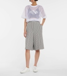 Fendi Logo-appliqué cropped mesh T-shirt