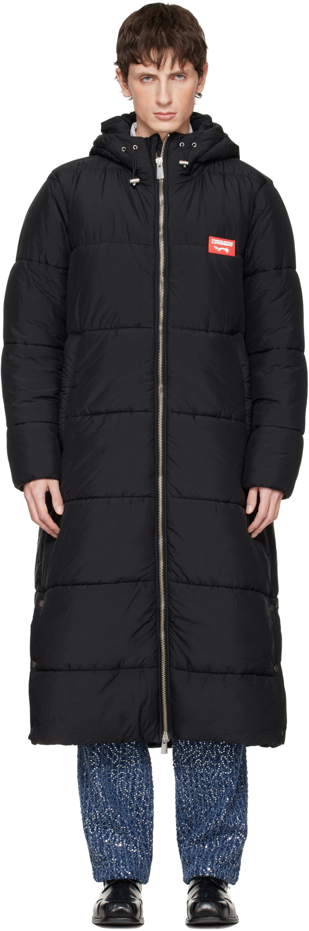 Charles Jeffrey LOVERBOY Black Long Bunny Puffer Coat