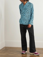 Wacko Maria - Camp-Collar Leopard-Print TENCEL™ Lyocell Shirt - Blue