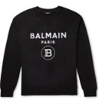 Balmain - Logo-Flocked Loopback Cotton-Jersey Sweatshirt - Black