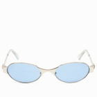 Le Specs Frostbite Sunglasses in Silver/Blue Tint 