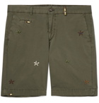 Altea - Milano Slim-Fit Embroidered Cotton-Blend Shorts - Green