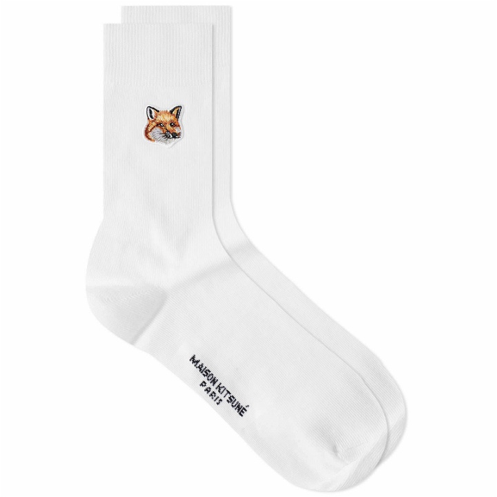 Photo: Maison Kitsuné Tonal Fox Head Patch Socks in White