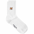 Maison Kitsuné Tonal Fox Head Patch Socks in White