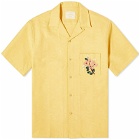 Portuguese Flannel Men's Beach Resort Embroidered Flowers Vacation in Yellow
