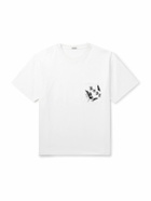 BODE - Beaded Leaf Embellished Printed Cotton-Jersey T-Shirt - White