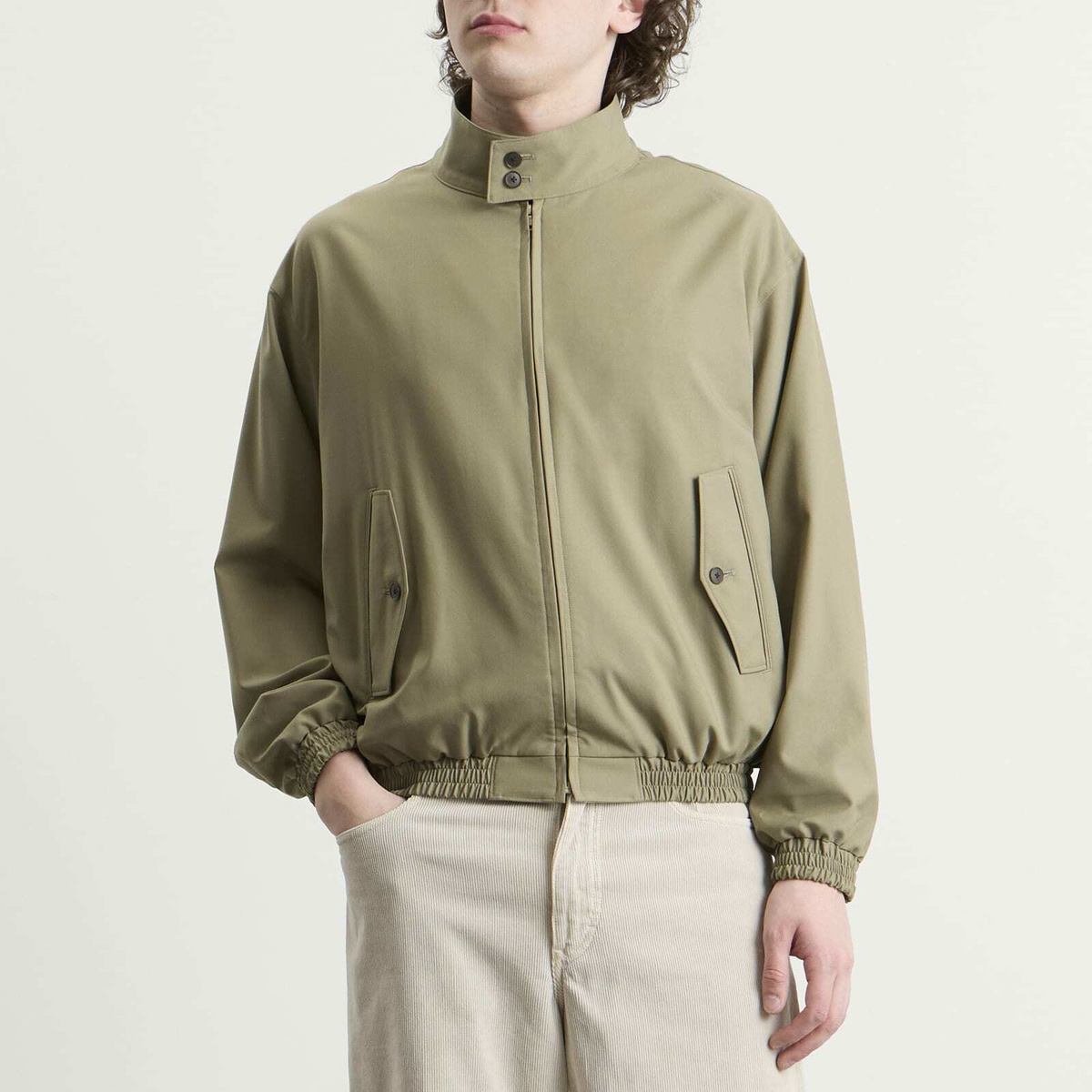Auralee Men's Tropical Wool Zip Blouson in Light Khaki Auralee