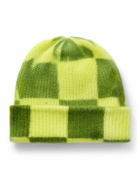 The Elder Statesman - Chess Checked Ribbed Cashmere Beanie