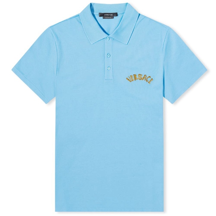 Photo: Versace Men's Logo Polo Shirt in Blue