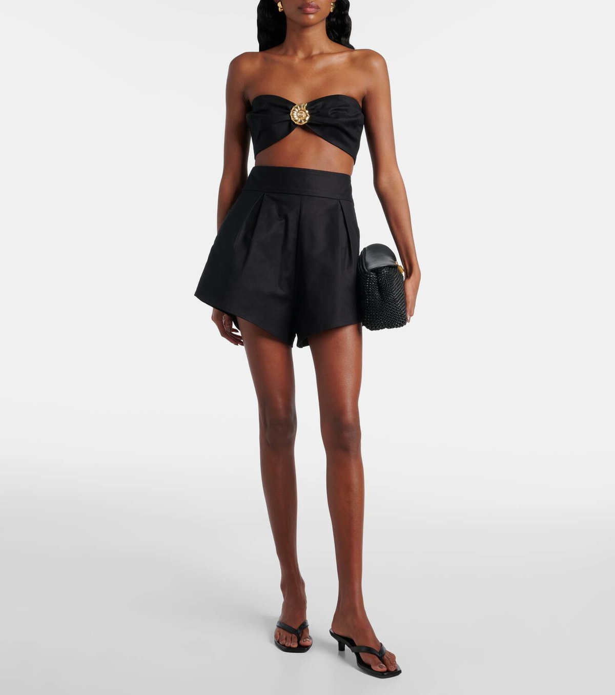 Adriana Degreas High-rise cotton-blend shorts